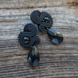 Czarne, eleganckie kolczyki sutasz - Kolczyki - miniaturka - grafika 1