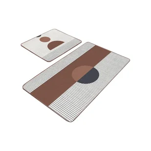Biało-brązowe dywaniki łazienkowe zestaw 2 szt. 60x100 cm – Mila Home - Dywaniki łazienkowe - miniaturka - grafika 1