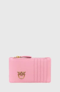 Pinko portfel skórzany damski kolor różowy - Portfele - miniaturka - grafika 1