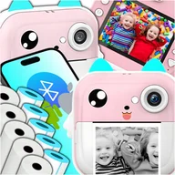 Aparaty natychmiastowe - APARAT NATYCHMIASTOWY DRUKUŚ 2.0 KAMERA DRUKARKA TERMICZNA 3W1 RÓŻ + ROLKI - miniaturka - grafika 1