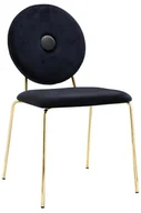 Krzesła - King Home Krzesło BAROCCO czarne, szary guzik - welur, podstawa złota KH.32608 - miniaturka - grafika 1