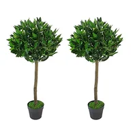 Sztuczne drzewka - Leaf Design UK para sztucznych drzew kulkowych Bay Topiary - miniaturka - grafika 1
