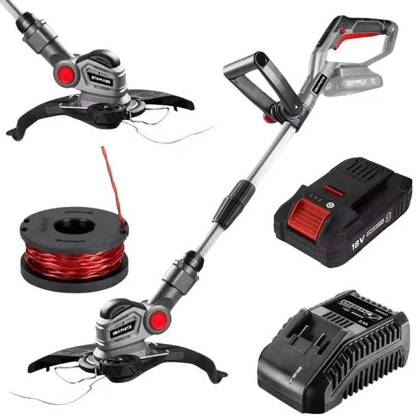 GRAPHITE Podkaszarka Kosa Akumulatorowa na Żyłkę + 4 Ah Bateria + Ładowarka