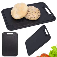 Deski do krojenia - Deska kuchenna plastikowa DO KROJENIA czarna uchwyt mała 17x26 cm solidna - miniaturka - grafika 1