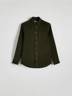 Koszule męskie - Reserved - Bawełniana koszula slim fit - ciemnozielony - miniaturka - grafika 1