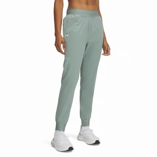 Spodnie damskie Under Armour Rival Hi Rise Woven Pant Rozmiar: L / Kolor: zielony - Spodnie sportowe damskie - miniaturka - grafika 1