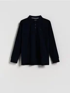 Bluzki dla chłopców - Reserved - Bawełniany longsleeve polo - granatowy - miniaturka - grafika 1