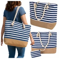 Torebki damskie - STYLOWA TORBA PLAŻOWA/MIEJSKA DUŻA - MATERIAŁOWA TORBY PLAŻOWE PIKNIKOWE - miniaturka - grafika 1