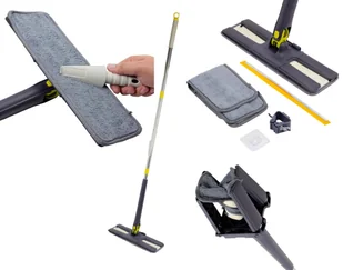 Mop z mechanizmem wyciskowym obrotowy "motylek" skrobaczka mikrofibra 3x wkład WMC - Miotły, szufle, mopy - miniaturka - grafika 1