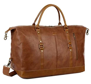 BAOSHA Skórzana torba podróżna Duffel Tote Bag Overnight Weekender Bag Oversized dla mężczyzn i kobiet HB-14, Brązowy, L, Klasyczny - Torby podróżne - miniaturka - grafika 1