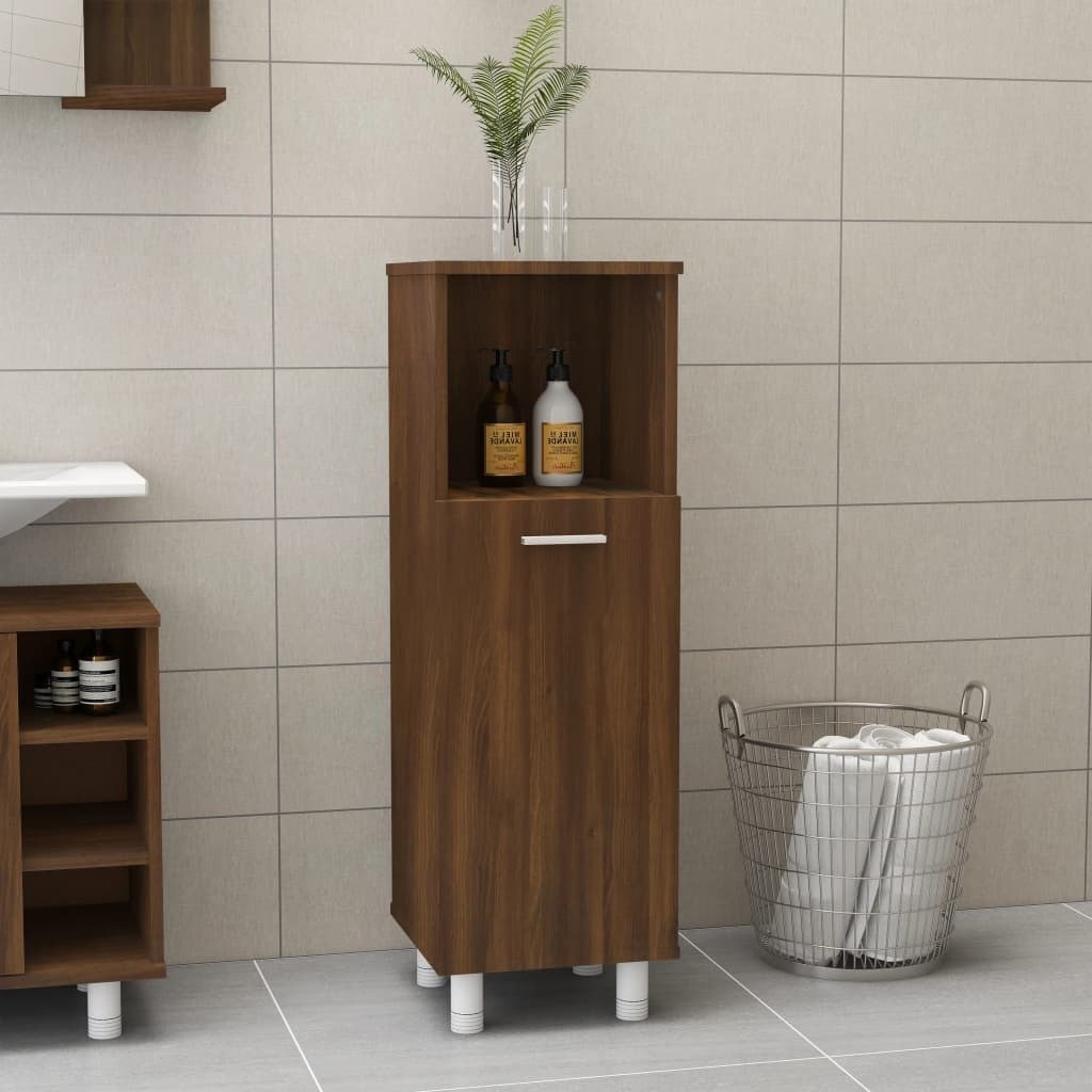 The Living Store Brązowa dębowa szafka łazienkowa 30x30x95 cm materiał drewnopochodny