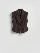 Marynarki i żakiety damskie - Reserved - Kamizelka z asymetrycznym zapięciem - brązowy - miniaturka - grafika 1