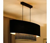 Lampy sufitowe - Duolla - Żyrandol na lince DOUBLE OVAL RATTAN 2xE27/15W/230V czarny/rattan - miniaturka - grafika 1