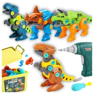 Klocki - Klocki Konstrukcyjne Dinozaury Do Skręcania Dla Dzieci Walizka Wkrętarka - miniaturka - grafika 1