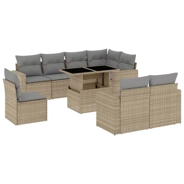 Zestaw mebli ogrodowych modułowych beżowy rattan PE 62 x 62 x 69 cm