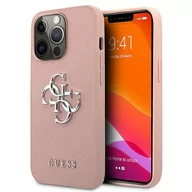 Etui i futerały do telefonów - Guess nakładka do iPhone 13 Pro / 13 6,1" GUHCP13LSA4GSPI różowy hard case Saffiano 4G Metal Logo 8_2279507 - miniaturka - grafika 1