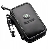 Etui na klucze - SKÓRZANE ETUI na klucze SKODA logo KLUCZYK samochodowy ELEGANCKI brelok - miniaturka - grafika 1