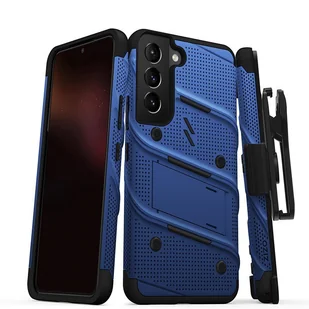 Zizo Bolt Bundle Pancerne Etui do Samsung Galaxy S22 ze Szkłem na Ekran + Uchwyt z Podstawką (Blue & Black) BOLT-SAMGS22-BLBK - Etui i futerały do telefonów - miniaturka - grafika 2