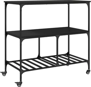 vidaXL Wózek kuchenny czarny 100x50x95 cm materiał drewnopochodny - Wózki kuchenne - miniaturka - grafika 1