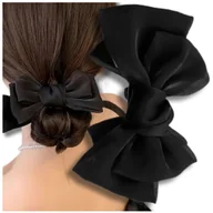Ozdoby do włosów - Duża spinka do włosów klamra czarna z kokardką elegancka - miniaturka - grafika 1