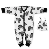 Rampersy - KOMPLET RAMPERS + CZAPECZKA Z KOLEKCJI MYSZKA BROKAT ECRU 62 - miniaturka - grafika 1