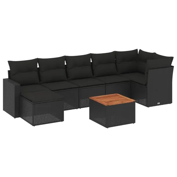Zestaw mebli ogrodowych modułowych z poduszkami, czarny, wymiary: 62x62x69