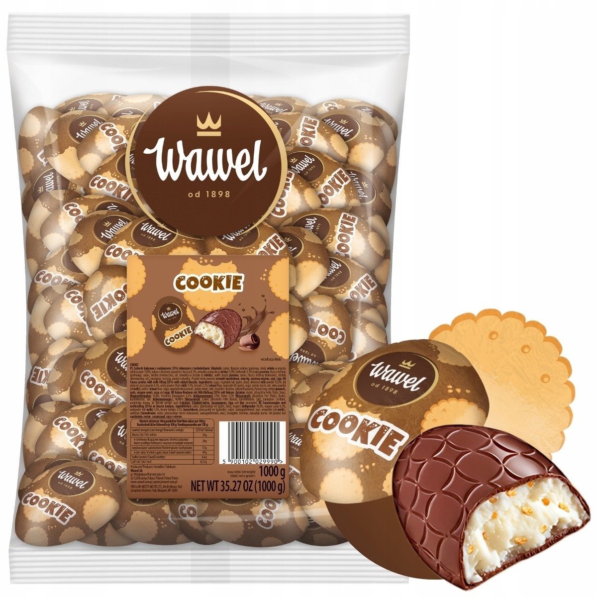 Cukierki Kakaowe Mleczne z Herbatnikami Cookie Wawel 1kg
