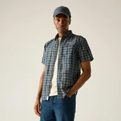 Koszule męskie - Regatta Koszula męska z krótkim rękawem Mindano Niebieski, Cotton, Rozmiar: L - miniaturka - grafika 1