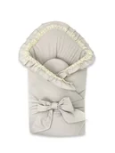 Rożki i beciki - Becik z falbanką i koronką, 75x75cm, BAWEŁNA 100%, BEŻ - miniaturka - grafika 1