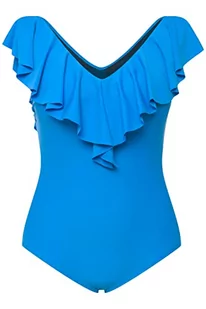 Ulla Popken Damski kostium kąpielowy z dekoltem w serek, miękkie miseczki, niebieski (Pfauenblau), 60 - Stroje kąpielowe - miniaturka - grafika 1