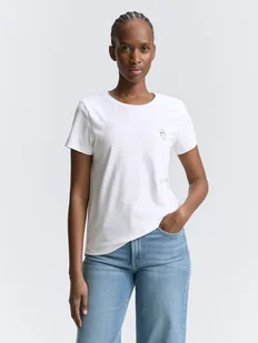 Damski T-Shirt TOM TAILOR With Chest Embro, White M - Koszulki i topy damskie - miniaturka - grafika 1