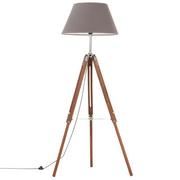 Lampy stojące - VidaXL Lampa podłogowa na trójnogu, brązowo-szara, tek, 141 cm 288078 - miniaturka - grafika 1