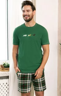 Piżama męska na krótki rękaw i z krótką nogawką zielona Seward, Kolor zielony-wzór, Rozmiar M, Italian Fashion - Intymna - Piżamy męskie - miniaturka - grafika 1
