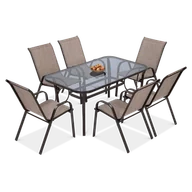 Meble ogrodowe - Focus Garden Meble ogrodowe BOLOGNA 6 krzeseł brąz - miniaturka - grafika 1
