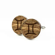 Spinki do mankietów i krawatów - Spinki do mankietów drewniane – znak zodiaku Bliźnięta - miniaturka - grafika 1