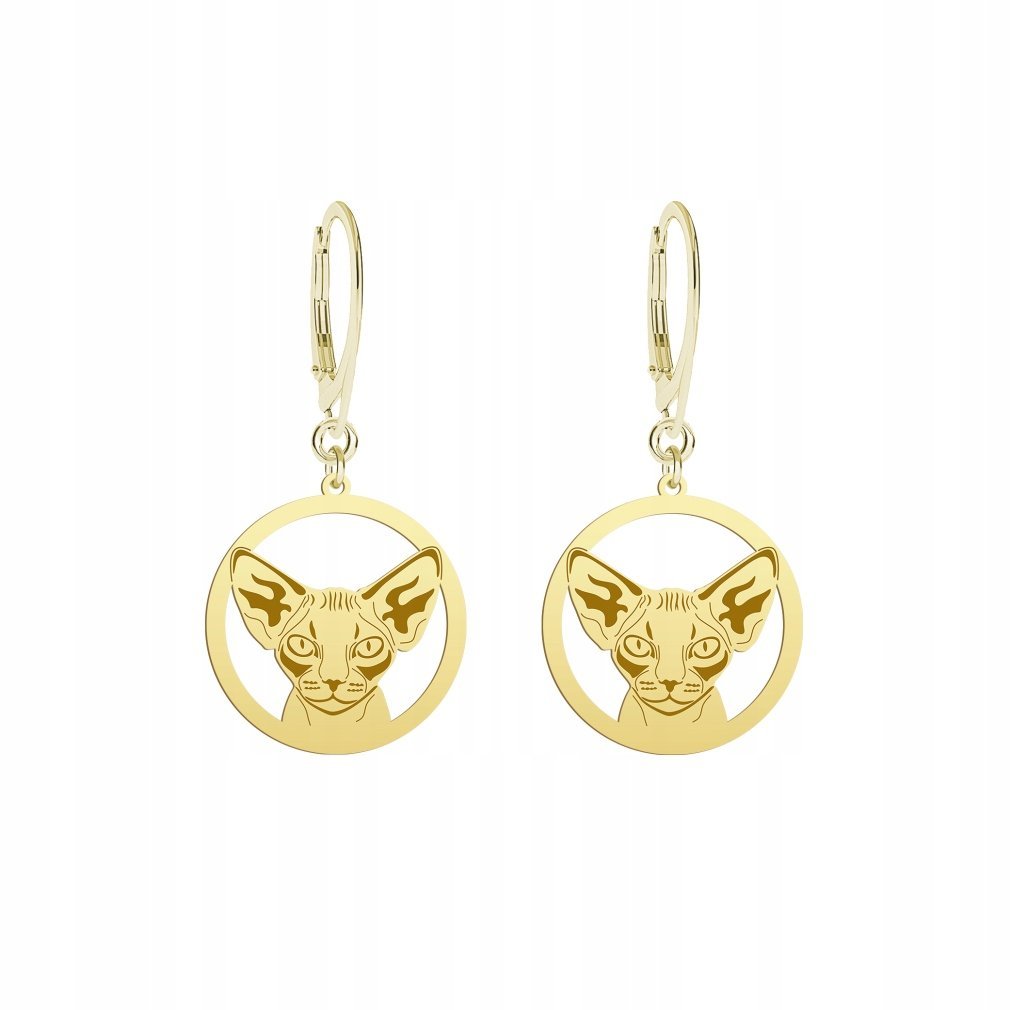 Kolczyki Złote Kot Devon Rex 925 Prezent Kobieta Biżuteria GRAWER GRATIS