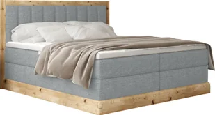 DomoHome Łóżko na sprężynach skrzyniowych Łóżko do sypialni Idealne do Twojej sypialni Luksusowe łóżko tapicerowane, rozmiar: 180x200x65cm, model: Alma, kolor: jasnoszary - Łóżka - miniaturka - grafika 1