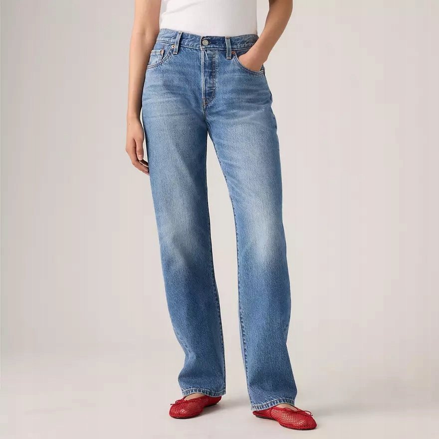 LEVIS JEANSY MOM JEANS WYSOKI STAN DŁUGIE NIEBIESKIE 26/32 XTA