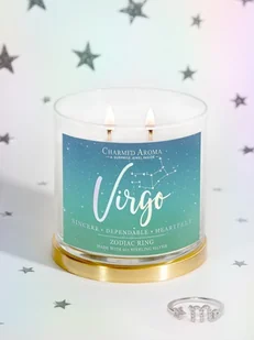 Charmed Aroma sojowa świeca zapachowa z biżuterią 12 oz 340 g Pierścionek - Virgo Panna Zodiak - Świece - miniaturka - grafika 1