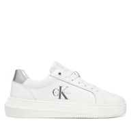 Sneakersy damskie - Sneakersy Calvin Klein Jeans Chunky Cupsole Lth Silver YW0YW01876 Biały - miniaturka - grafika 1