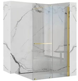 Złota ścianka prysznicowa rozsuwana 100 cm Cortis Gold Rea - Ścianki i drzwi prysznicowe - miniaturka - grafika 1
