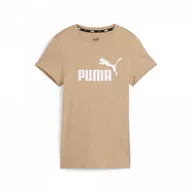 Koszulki sportowe damskie - Damski t-shirt z nadrukiem PUMA ESS LOGO TEE - brązowy - miniaturka - grafika 1