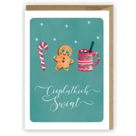 Kartki okolicznościowe i zaproszenia - Kartka Boże Narodzenie Cieplutkich Świąt eko K077 Nowa - miniaturka - grafika 1