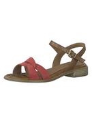 Sandały damskie - Marco Tozzi Skórzane sandały w kolorze czerwono-jasnobrązowym - miniaturka - grafika 1