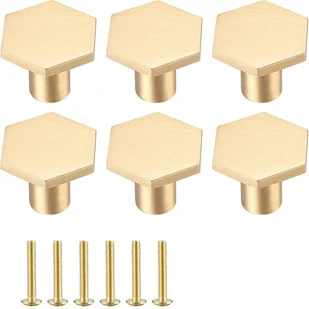 22 x 18 mm, 6 gałek do drzwi, mosiężne gałki do szafek, złote gałki do mebli, gałki do szuflad, uchwyty sześciokątne z jednym otworem do kuchni, biur - Zawiasy, okucia i inne akcesoria 22 x 18 mm, 6 gałek do drzwi, mosiężne gałki do szafek, złote gałki do mebli, gałki do szuflad, uchwyty sześciokątne z jednym otworem do kuchni, biur - Zawiasy, okucia i inne akcesoria - miniaturka - grafika 1