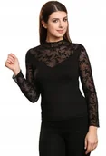 Bluzki damskie - VIOLANA BRĄŻOWA koronkowa bluzka DŁUGI rękaw r. S - miniaturka - grafika 1