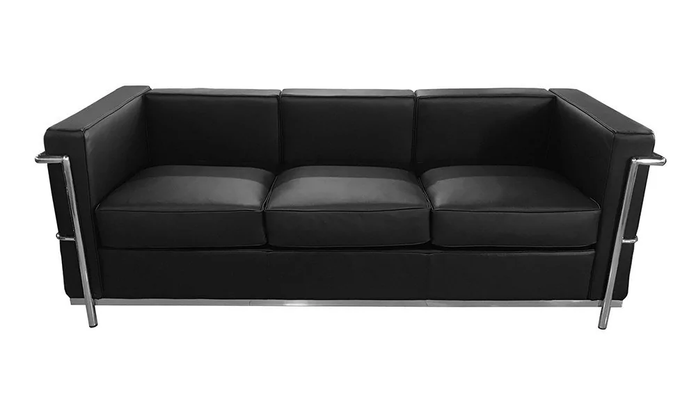 King Home Sofa trzyosobowa SOFT LC2 czarna - włoska skóra naturalna T011A-3S.BLACK