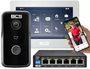 Wideodomofony - Wideodomofon IP BCS-MON7700W-S/BCS-PAN1300B-S Switch POE Wąski Słupek Aplikacja Sterowanie Furtka - miniaturka - grafika 1