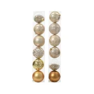 Bombki - Bombki plastikowe połysk/mat/brokat 15 cm perłowe/złote 6 szt. - miniaturka - grafika 1