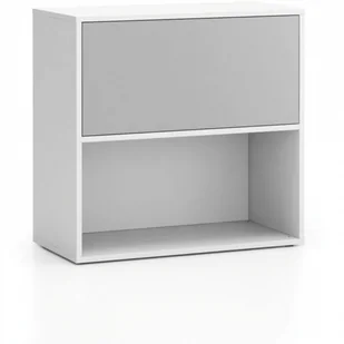 B2B Partner Regał biurowy LAYERS, niski, 1 schowek, 800 x 400 x 777, biały/szary 611505 - Regały biurowe - miniaturka - grafika 1